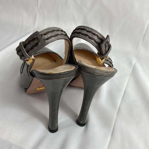 Prada Authentic Leather Slingback Heels Size 37 - Picture 5 of 9